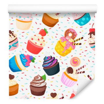 Barvita tapeta z motivom kolačkov za dnevno sobo in spalnico 50x1000 cm