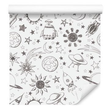 Bela tapeta Galaxy za dnevno sobo in spalnico 50x1000 cm