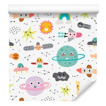 Fototapeta s planeti, zvezdami, raketami in sateliti za dnevno sobo in spalnico 50x1000 cm