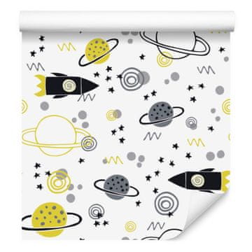 Fototapeta z vesoljskimi raketami in planeti za dnevno sobo in spalnico 50x1000 cm