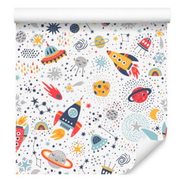 Fototapeta z vesoljskimi ladjami in planeti za dnevno sobo in spalnico 50x1000 cm