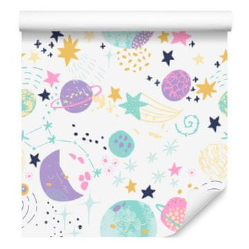 Tapeta z zvezdami utrinki in planeti za dnevno sobo in spalnico 50x1000 cm