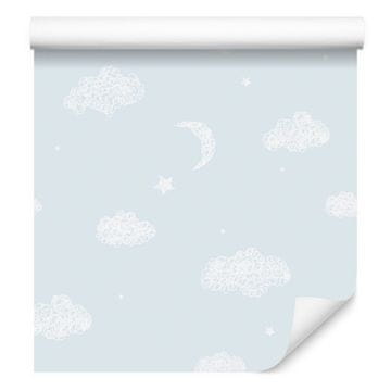 Tapeta z oblaki, lunami in zvezdami za dnevno sobo in spalnico 50x1000 cm