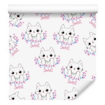 Tapeta z ljubkimi mucki za dnevno sobo in spalnico 50x1000 cm