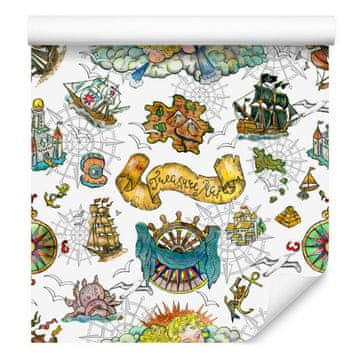Tapeta s piratskimi simboli za dnevno sobo in spalnico 50x1000 cm