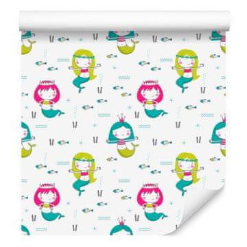 Barvita tapeta z motivom morskih deklic za dnevno sobo in spalnico 50x1000 cm