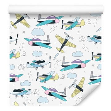 Tapeta z letali v risanem slogu za dnevno sobo in spalnico 50x1000 cm
