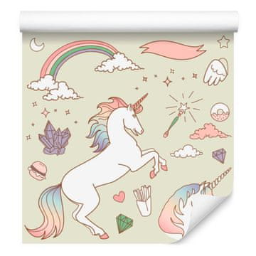 Tapeta s čarobnimi samorogi za dnevno sobo in spalnico 50x1000 cm