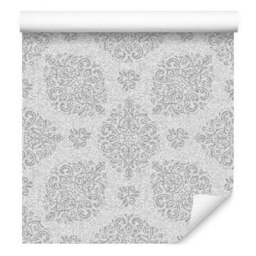 Tapeta z ornamenti v sivih odtenkih za dnevno sobo in spalnico 50x1000 cm