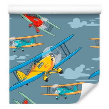 Barvita tapeta z retro letali za dnevno sobo in spalnico 50x1000 cm