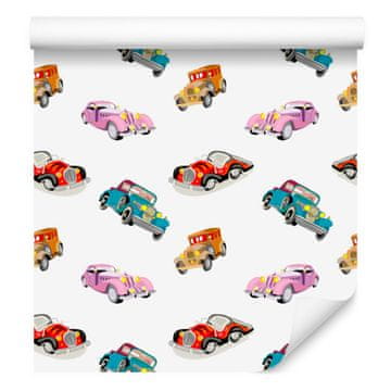 Barvita tapeta z retro avtomobili za dnevno sobo in spalnico 50x1000 cm