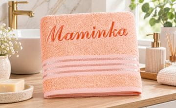 Frotirna brisača Linie collection z vezenino Mummy - 50x100 cm, marelična