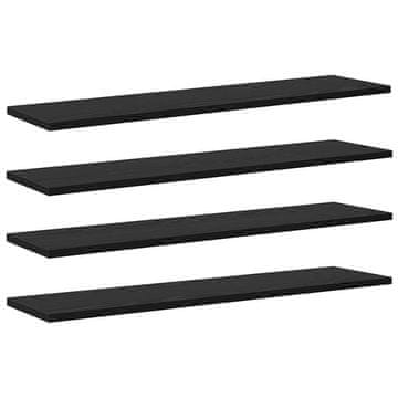 Vidaxl Polica za knjige 4 szt. Črna 80 x 20 x 1,5 cm Konstruiran les