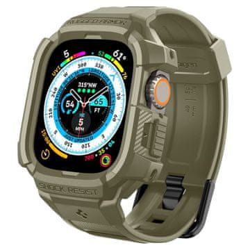 Spigen Spigen Rugged Armor Pro etui z paškom za Apple Watch Ultra (49mm) - zelen