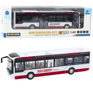 slomart LEAN TOYS Mestni avtobus, kovina, zvok, luči, 1:42, rdeč
