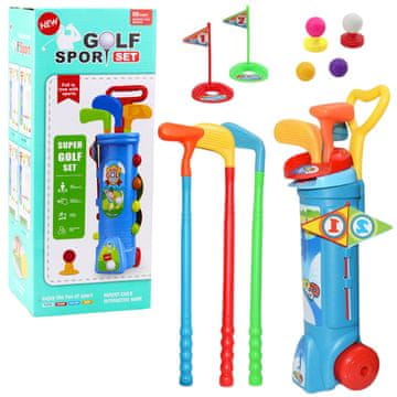 slomart LEAN TOYS Detski komplet za golf, 20 delov, voziček