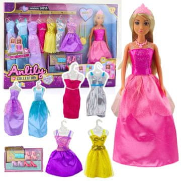 slomart LEAN TOYS Anlily Modni komplet z lutko, 8 oblek, dodatki