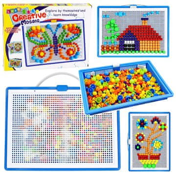 slomart LEAN TOYS Kreativni mozaik iz gumbov, uganka z gobicami, 300 el.