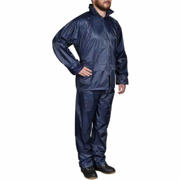Vidaxl Moška Dvodelna Dežna Obleka s Kapuco Mornarsko Modre Barve XL