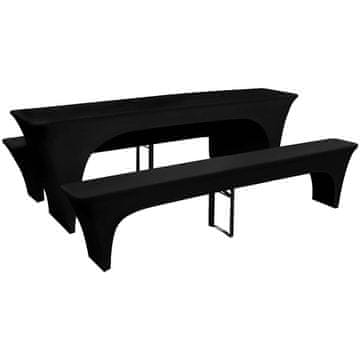 Vidaxl 3 črne prevleke za gasilske mize in klopi raztegljive 220 x 50 x 80 cm