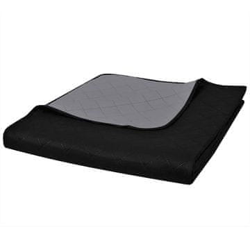 Vidaxl 130884 Double-sided Quilted Bedspread Black/Grey 220 x 240 cm