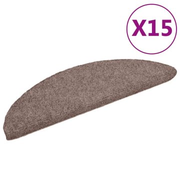 Vidaxl Preproge za stopnice samolepilne 15 kosov 56x17x3 cm svetlo rjave polkrožne