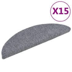 Vidaxl Preproge za stopnice samolepilne 15 kosov 56x17x3 cm svetlo sive polkrožne