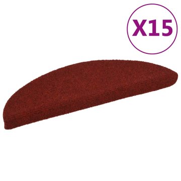 Vidaxl Stopniščne preproge samolepilne 15 kosov 56x17x3 cm bordo rdeče polkrožne