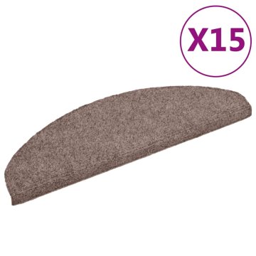 Vidaxl Preproge za stopnice samolepilne 15 kosov 65x21x4 cm svetlo rjave polkrožne velike