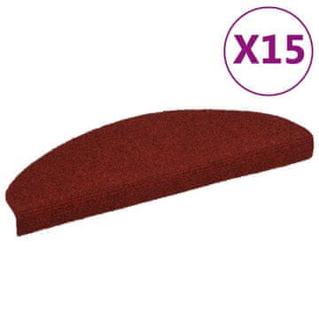 Vidaxl Preproge za stopnice samolepilne 15 kosov 65x21x4 cm bordo rdeče polkrožne velike