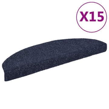 Vidaxl Preproge za stopnice samolepilne 15 kosov 65x21x4 cm modre polkrožne velike