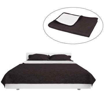 Vidaxl Dvostransko prešito pregrinjalo 170x210 cm krem in rjavo