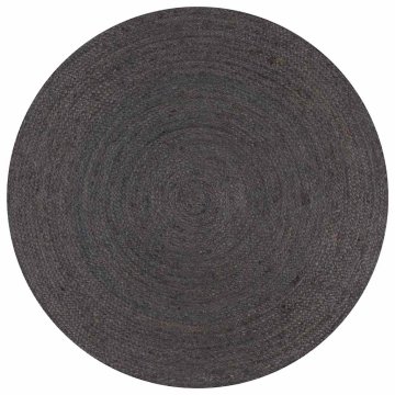 Vidaxl Preproga iz jute okrogla ročno delo 120 cm temno siva