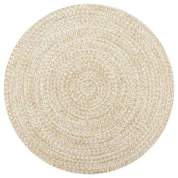 Vidaxl Preproga iz jute ročno izdelana bela in naravna 90 cm