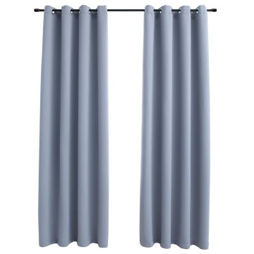 Vidaxl Zatemnitvene zavese s kovinskimi obročki 2 kosa sive 140x225 cm