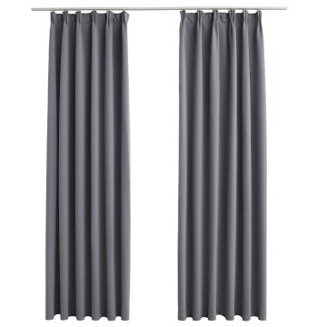 Vidaxl Zatemnitvene zavese z obešali 2 kosa sive 140x245 cm