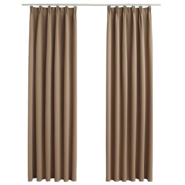 Vidaxl Zatemnitvene zavese z obešali 2 kosa taupe 140x245 cm