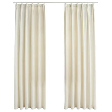 Vidaxl Zatemnitvene zavese 2 kosa z obešali žametne krem 140x225 cm