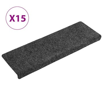 Vidaxl Stopniščne podloge samolepilne 15 kosov 65x21x4 cm temno sive pravokotne robove