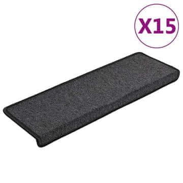 Vidaxl Stopniščne preproge 15 kosov 65x21x4 cm antracitne pravokotne robove