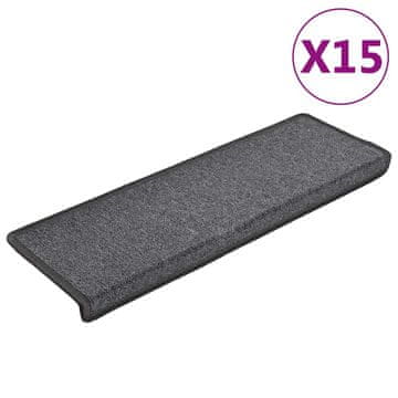 Vidaxl Stopniščne preproge 15 kosov 65x21x4 cm temno sive pravokotne robove