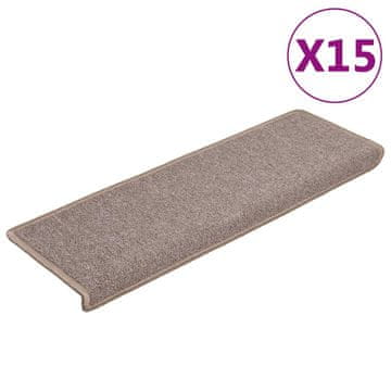 Vidaxl Stopniščne preproge 15 kosov 65x21x4 cm svetlo rjave pravokotne robove