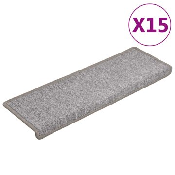 Vidaxl Stopniščne preproge 15 kosov 65x21x4 cm svetlo sive pravokotne robove