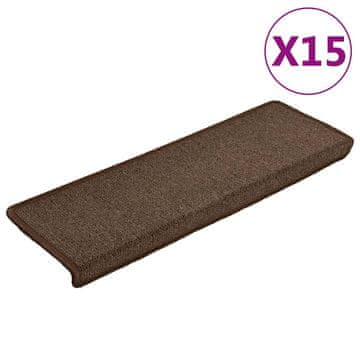 Vidaxl Stopniščne preproge 15 kosov 65x21x4 cm rjave pravokotne robove