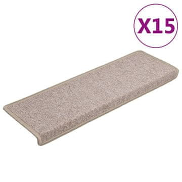 Vidaxl Stopniščne preproge 15 kosov 65x21x4 cm taupe pravokotne