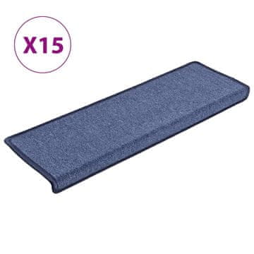 Vidaxl Stopniščne preproge 15 kosov 65x21x4 cm modre pravokotne robove