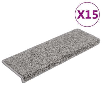 Vidaxl Stopniščne preproge 15 kosov 65x21x4 cm sive pravokotne robove
