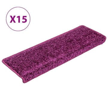 Vidaxl Stopniščne preproge 15 kosov 65x21x4 cm vijolične pravokotne robove