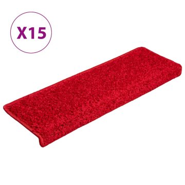 Vidaxl Stopniščne preproge 15 kosov 65x21x4 cm rdeče pravokotne