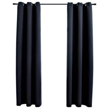 Vidaxl Zatemnitvene zavese z obroči 2 kosa črne 97x213 cm blago